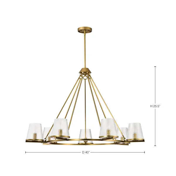 Valentine 7-Light Chandelier in Vintage Brass with Hammered Glass - Image 14