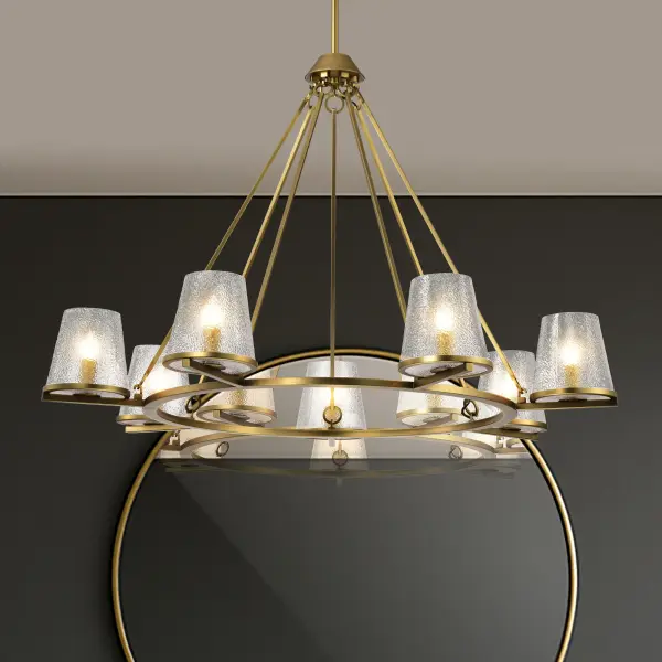 Valentine 7-Light Chandelier in Vintage Brass with Hammered Glass - Image 16