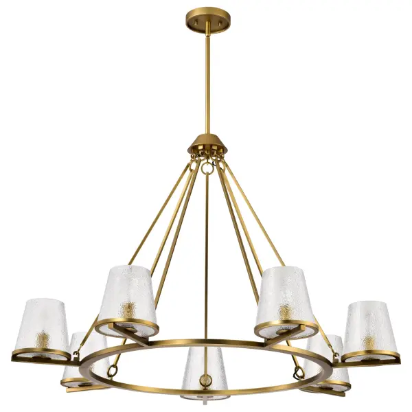 Valentine 7-Light Chandelier in Vintage Brass with Hammered Glass - Image 3