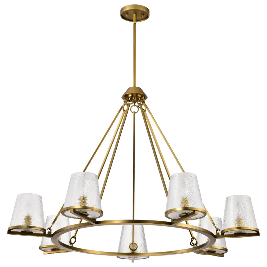 Valentine 7-Light Chandelier in Vintage Brass with Hammered Glass - Image 3