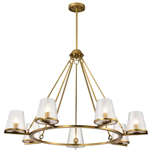 Valentine 7-Light Chandelier in Vintage Brass with Hammered Glass - Image 4