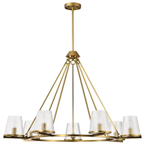 Valentine 7-Light Chandelier in Vintage Brass with Hammered Glass - Image 5