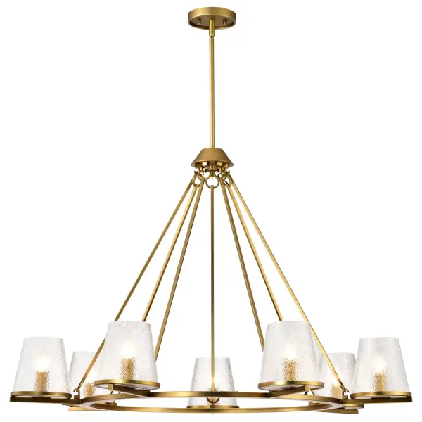 Valentine 7-Light Chandelier in Vintage Brass with Hammered Glass - Image 6