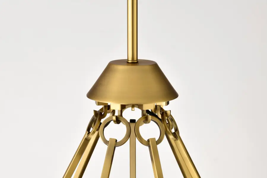 Valentine 7-Light Chandelier in Vintage Brass with Hammered Glass - Image 8