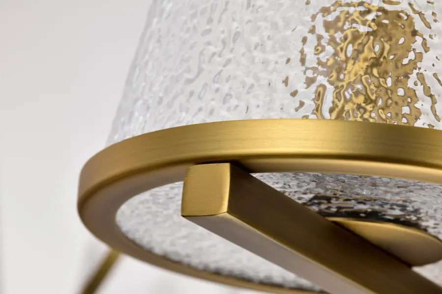 Valentine 7-Light Chandelier in Vintage Brass with Hammered Glass - Image 9