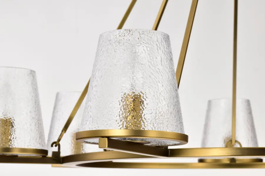 Valentine 7-Light Chandelier in Vintage Brass with Hammered Glass - Image 10