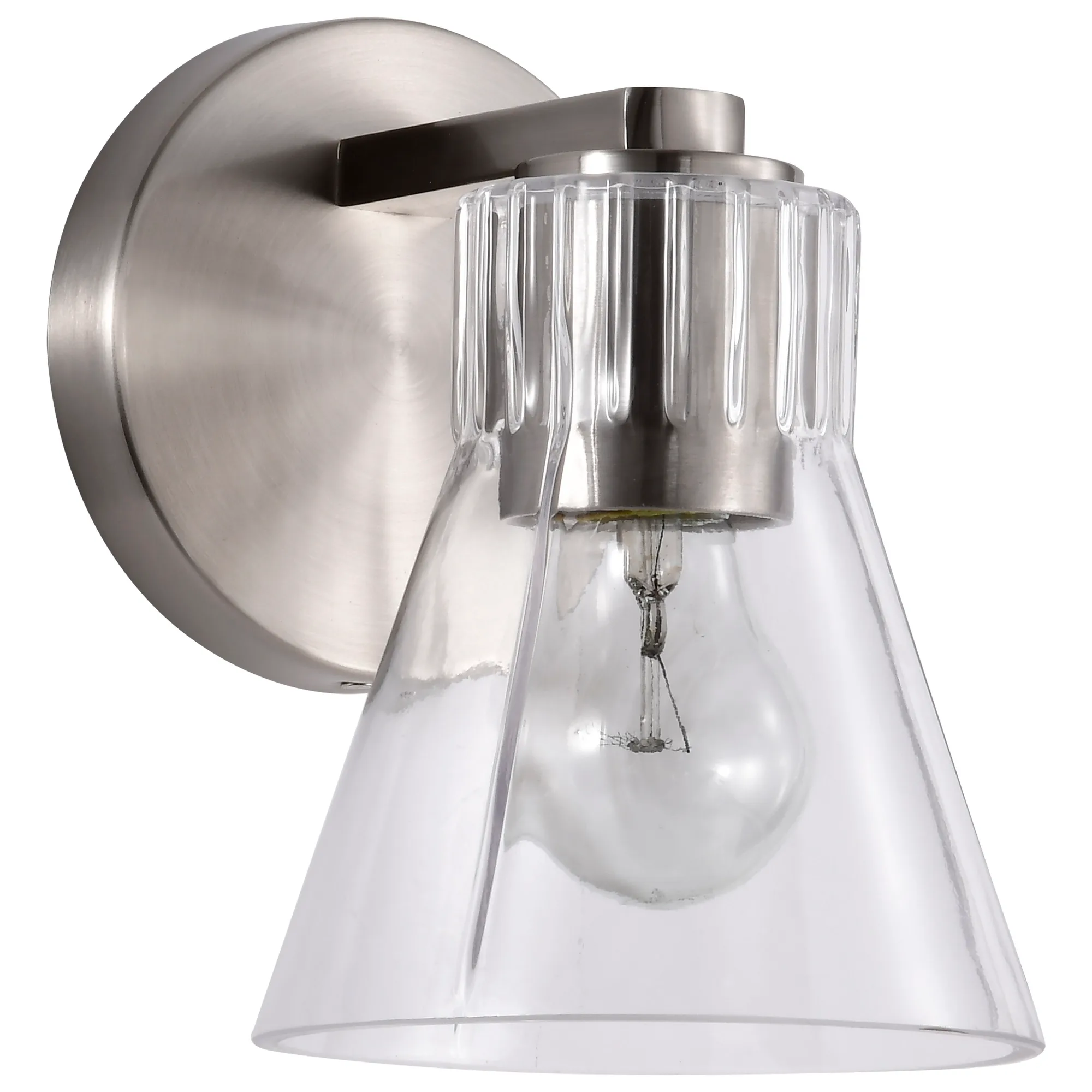 Gianna 1-Light Vanity in Brushed Nickel with Clear Glass