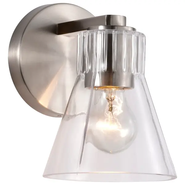 Gianna 1-Light Vanity in Brushed Nickel with Clear Glass - Image 2