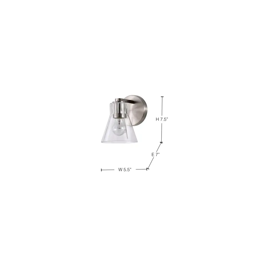 Gianna 1-Light Vanity in Brushed Nickel with Clear Glass - Image 16