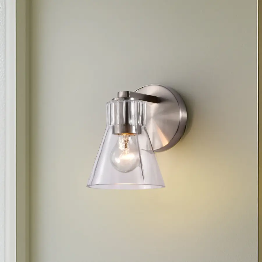 Gianna 1-Light Vanity in Brushed Nickel with Clear Glass - Image 17