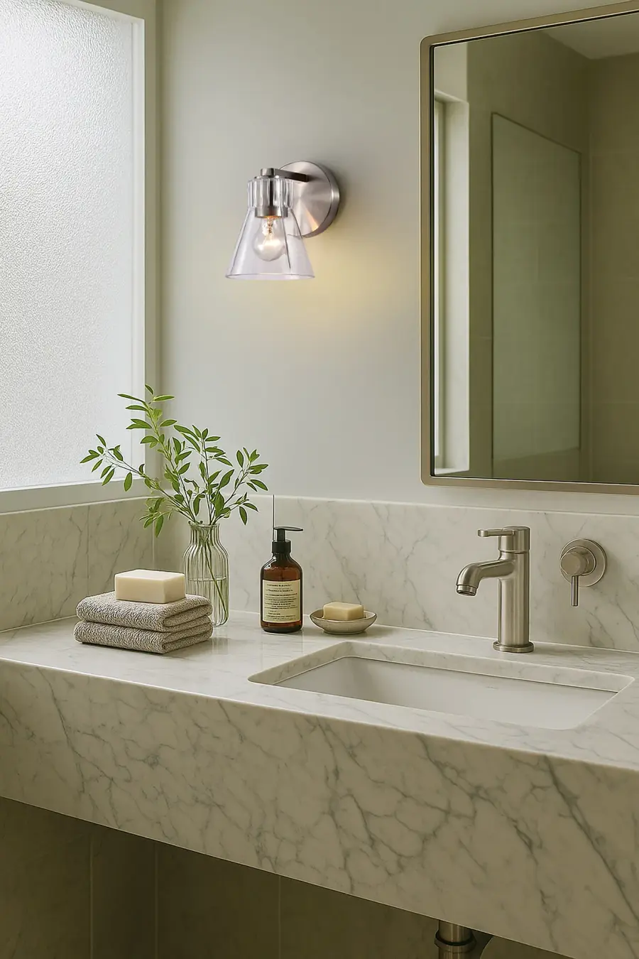 Gianna 1-Light Vanity in Brushed Nickel with Clear Glass - Image 18