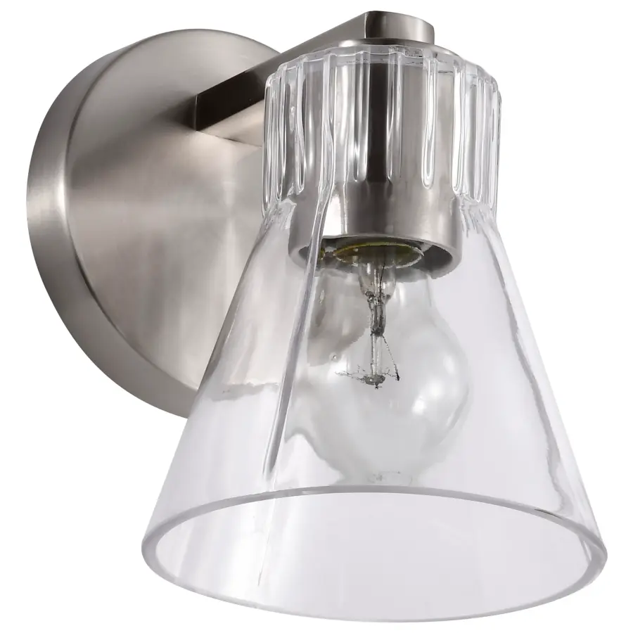 Gianna 1-Light Vanity in Brushed Nickel with Clear Glass - Image 3