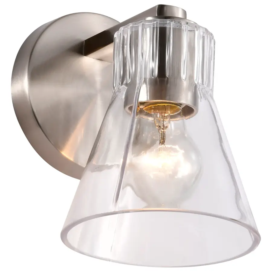 Gianna 1-Light Vanity in Brushed Nickel with Clear Glass - Image 4