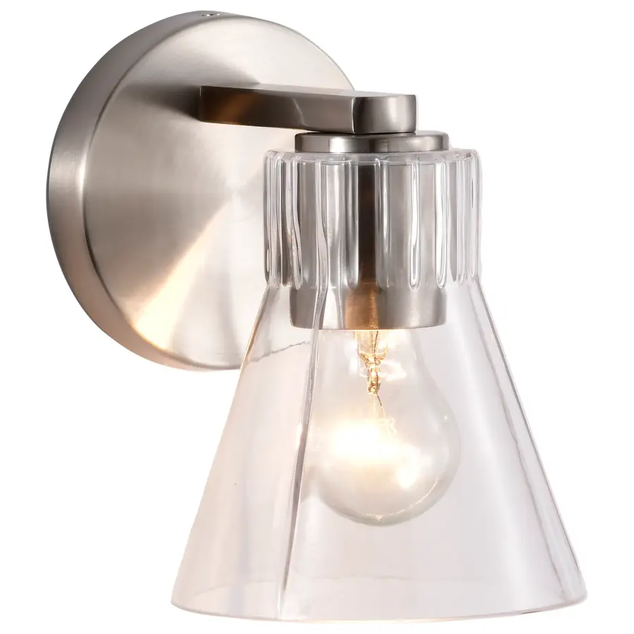 Gianna 1-Light Vanity in Brushed Nickel with Clear Glass - Image 6