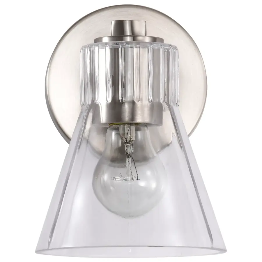 Gianna 1-Light Vanity in Brushed Nickel with Clear Glass - Image 7