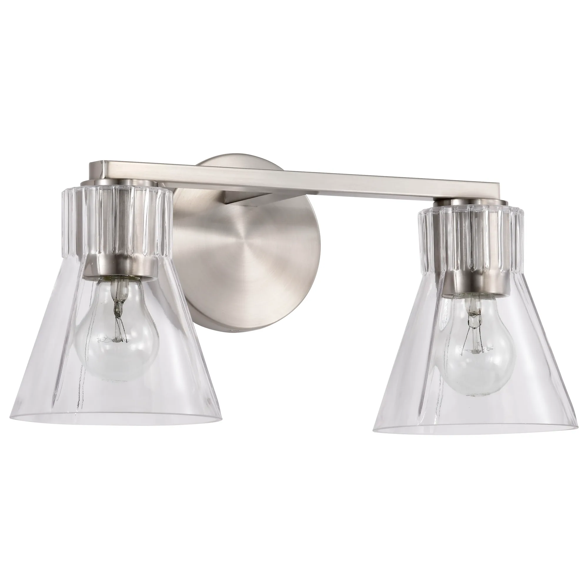 Gianna 2-Light Vanity in Brushed Nickel with Clear Glass