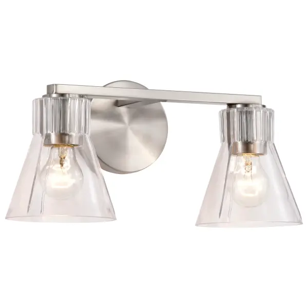 Gianna 2-Light Vanity in Brushed Nickel with Clear Glass - Image 2