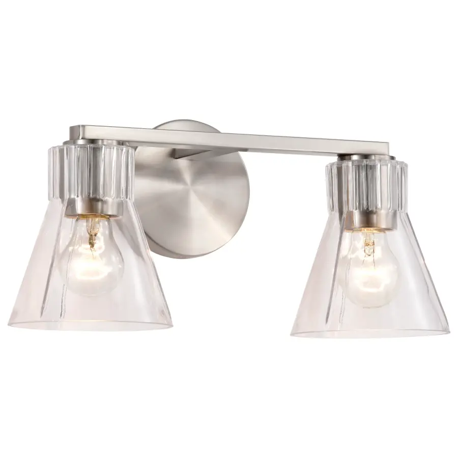 Gianna 2-Light Vanity in Brushed Nickel with Clear Glass - Image 2