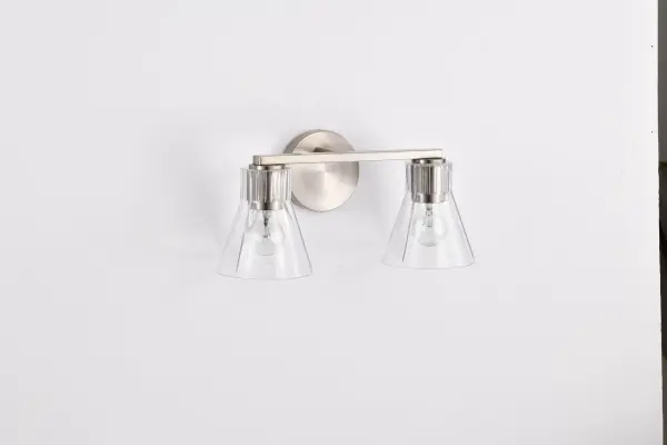 Gianna 2-Light Vanity in Brushed Nickel with Clear Glass - Image 14