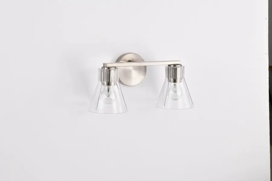 Gianna 2-Light Vanity in Brushed Nickel with Clear Glass - Image 14