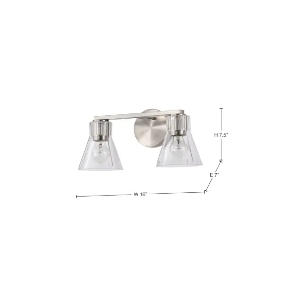 Gianna 2-Light Vanity in Brushed Nickel with Clear Glass - Image 16
