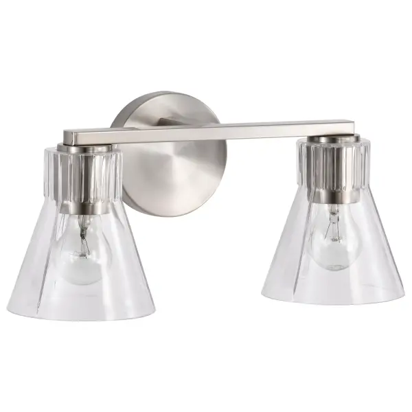 Gianna 2-Light Vanity in Brushed Nickel with Clear Glass - Image 3