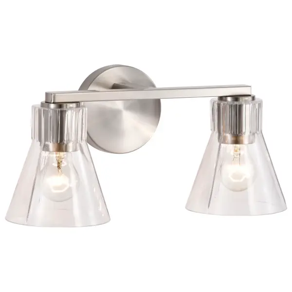 Gianna 2-Light Vanity in Brushed Nickel with Clear Glass - Image 4