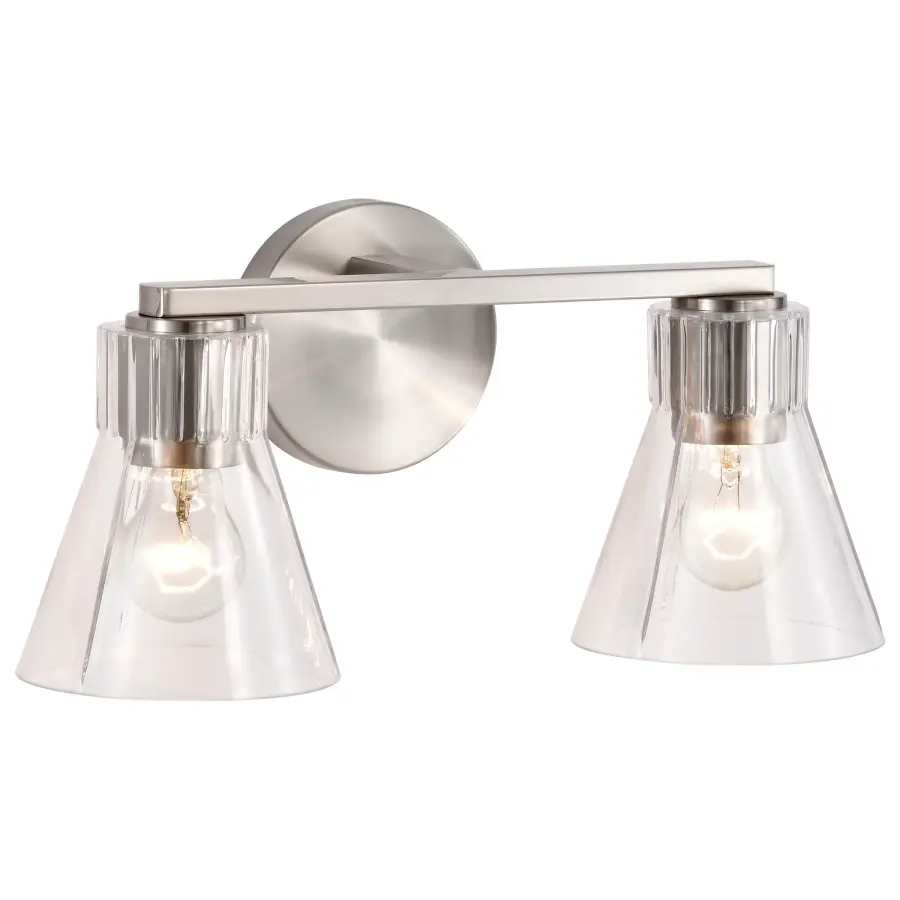 Gianna 2-Light Vanity in Brushed Nickel with Clear Glass - Image 4
