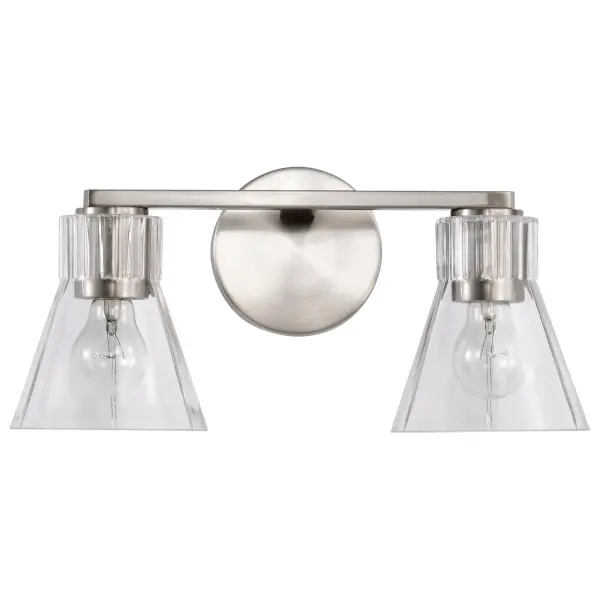 Gianna 2-Light Vanity in Brushed Nickel with Clear Glass - Image 5