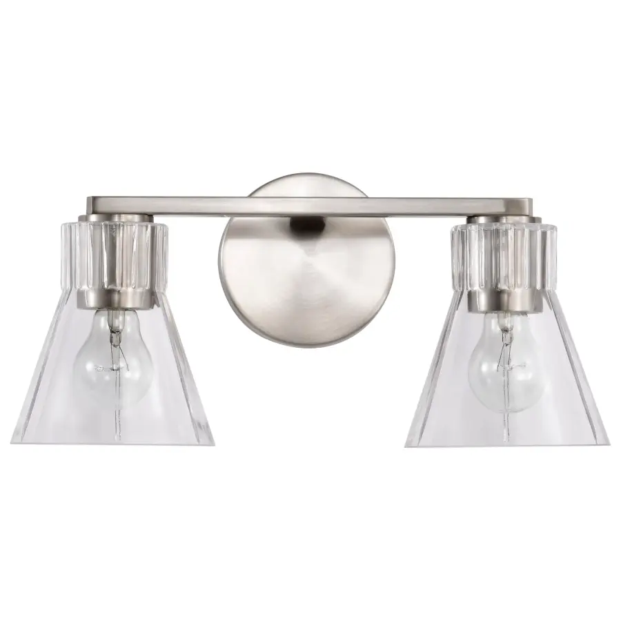 Gianna 2-Light Vanity in Brushed Nickel with Clear Glass - Image 5