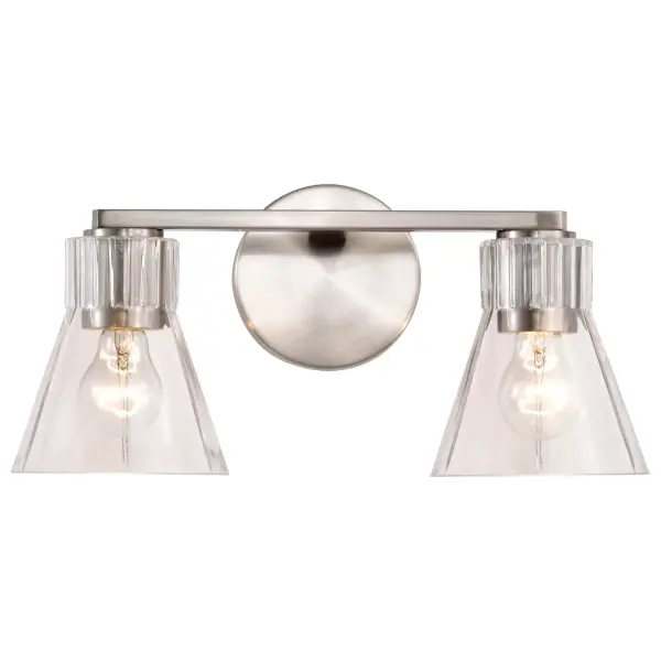 Gianna 2-Light Vanity in Brushed Nickel with Clear Glass - Image 6