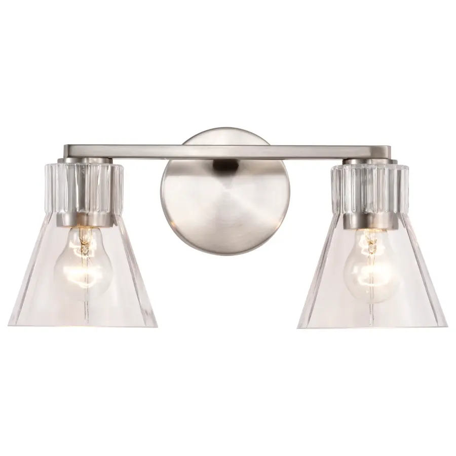 Gianna 2-Light Vanity in Brushed Nickel with Clear Glass - Image 6