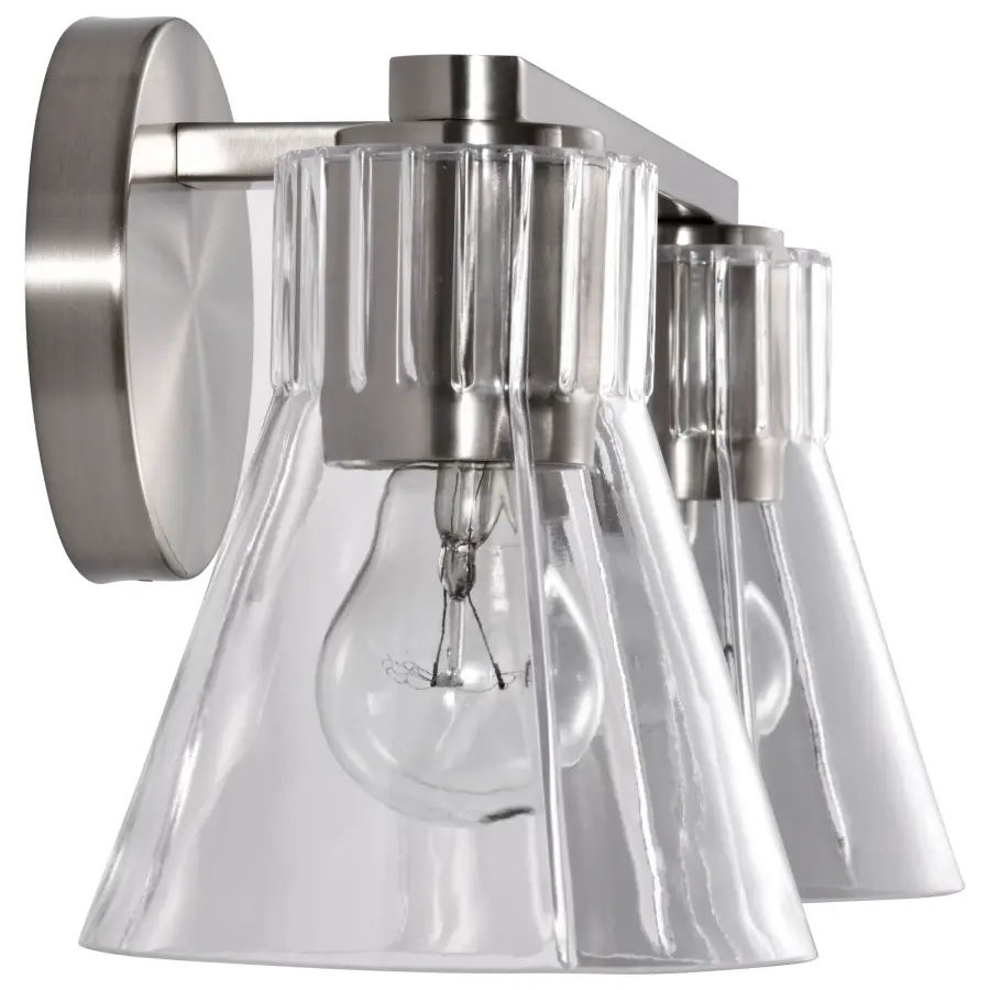 Gianna 2-Light Vanity in Brushed Nickel with Clear Glass - Image 7