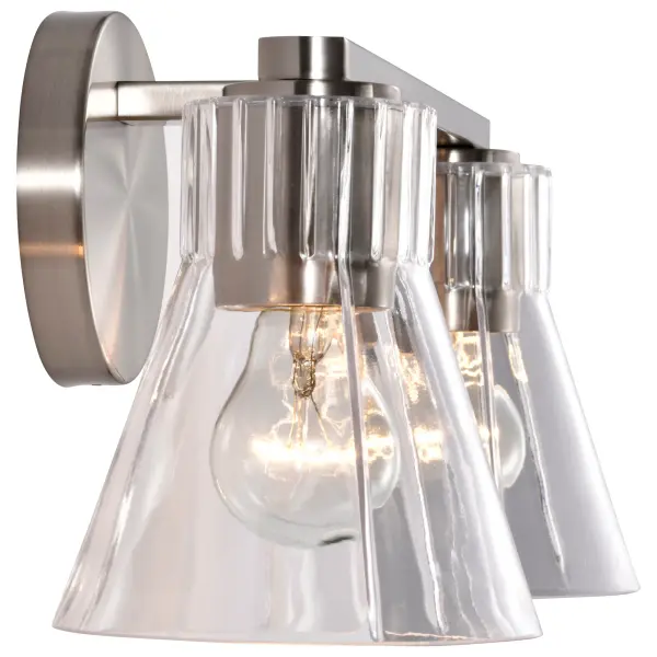 Gianna 2-Light Vanity in Brushed Nickel with Clear Glass - Image 8