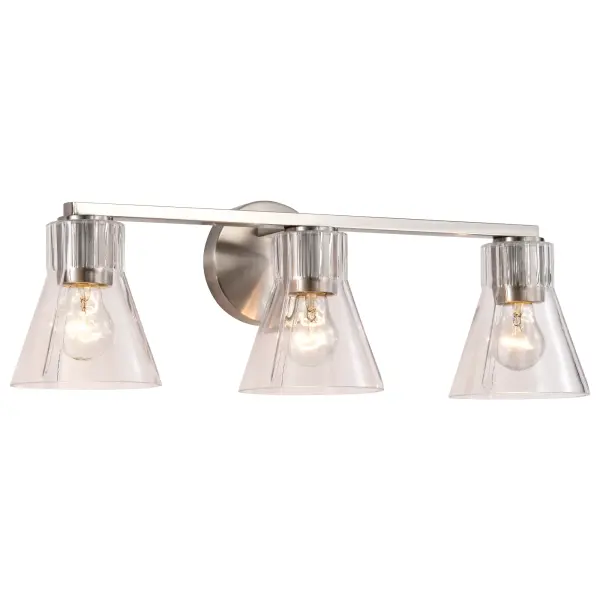 Gianna 3-Light Vanity in Brushed Nickel with Clear Glass - Image 2