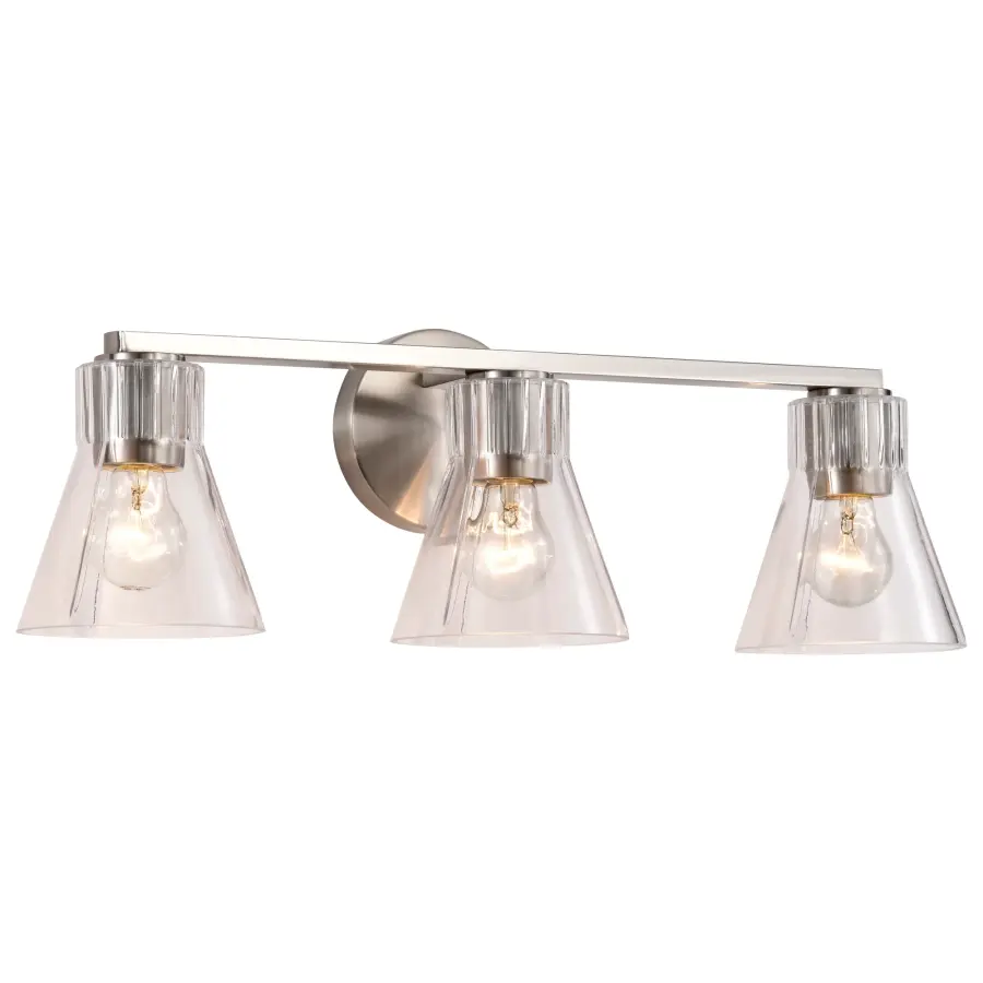 Gianna 3-Light Vanity in Brushed Nickel with Clear Glass - Image 2