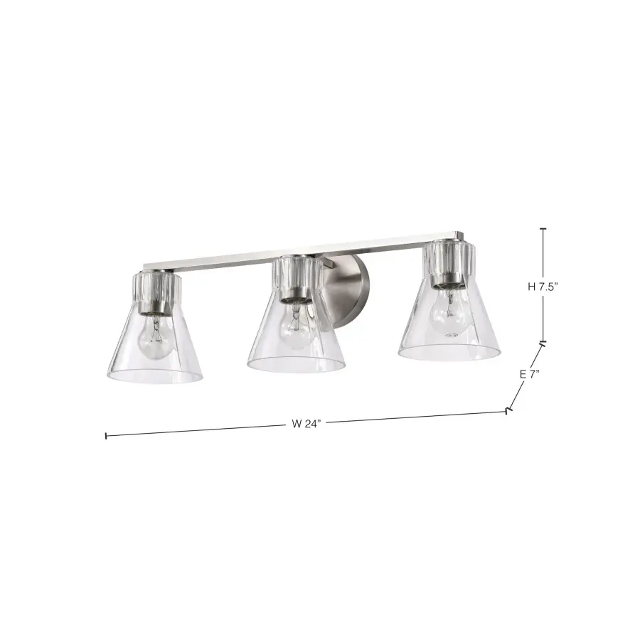 Gianna 3-Light Vanity in Brushed Nickel with Clear Glass - Image 15
