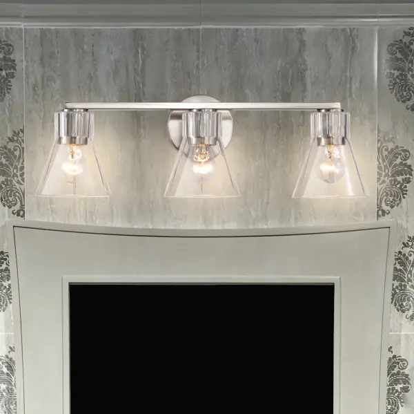 Gianna 3-Light Vanity in Brushed Nickel with Clear Glass - Image 17