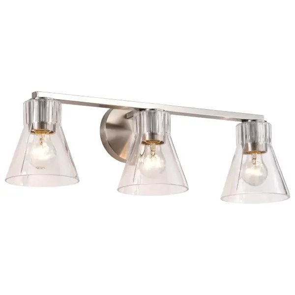 Gianna 3-Light Vanity in Brushed Nickel with Clear Glass - Image 4