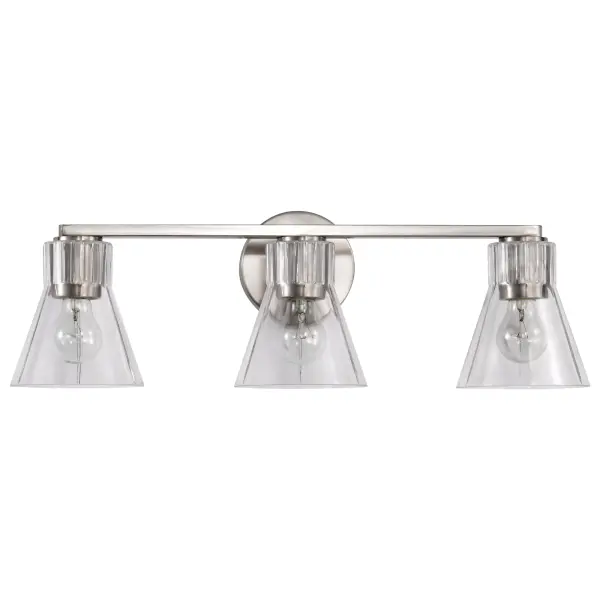 Gianna 3-Light Vanity in Brushed Nickel with Clear Glass - Image 5