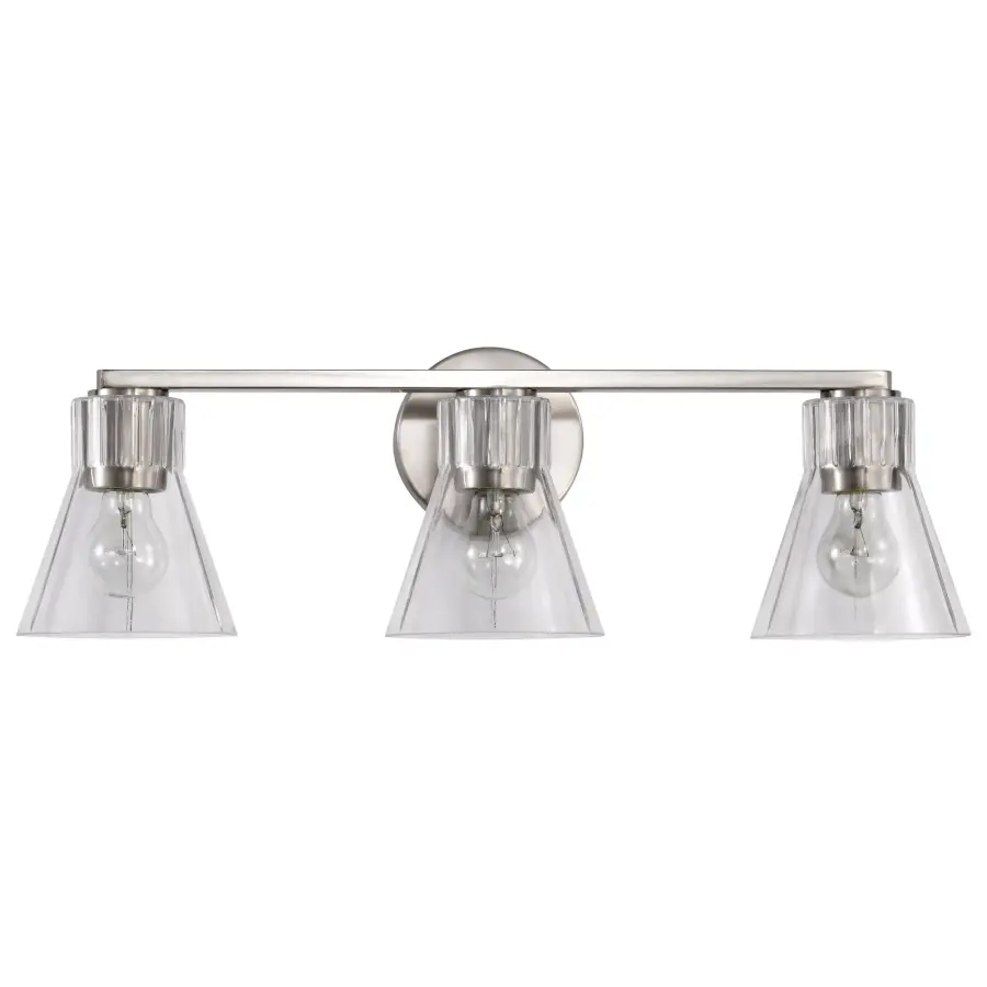 Gianna 3-Light Vanity in Brushed Nickel with Clear Glass - Image 5