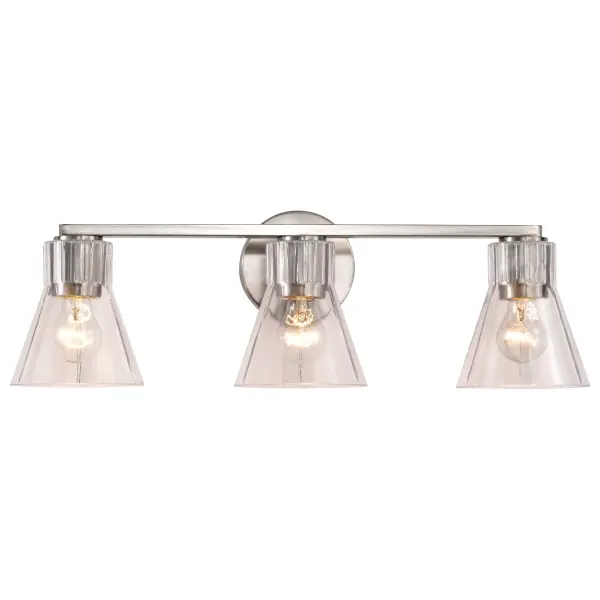 Gianna 3-Light Vanity in Brushed Nickel with Clear Glass - Image 6