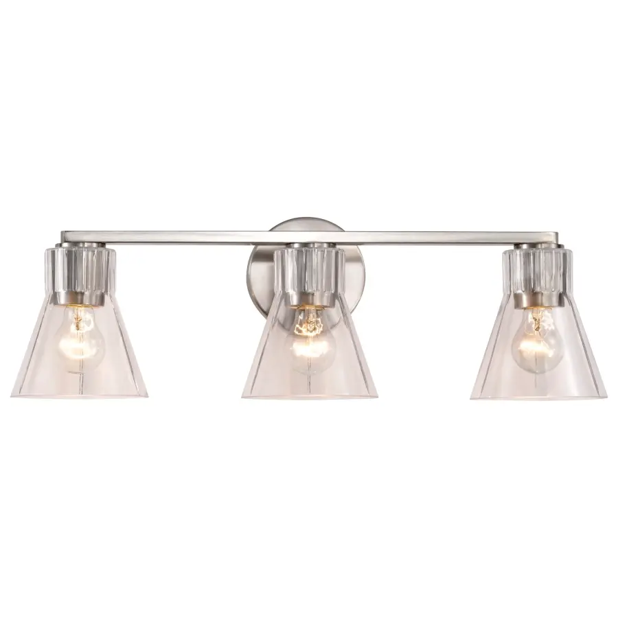 Gianna 3-Light Vanity in Brushed Nickel with Clear Glass - Image 6