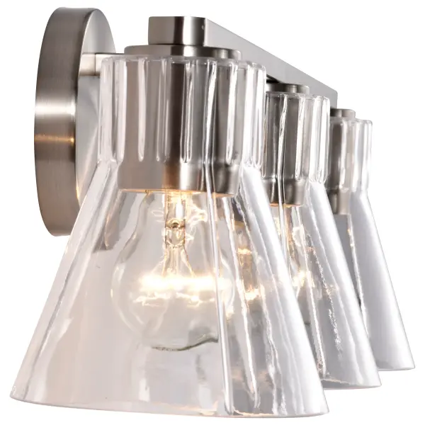 Gianna 3-Light Vanity in Brushed Nickel with Clear Glass - Image 8