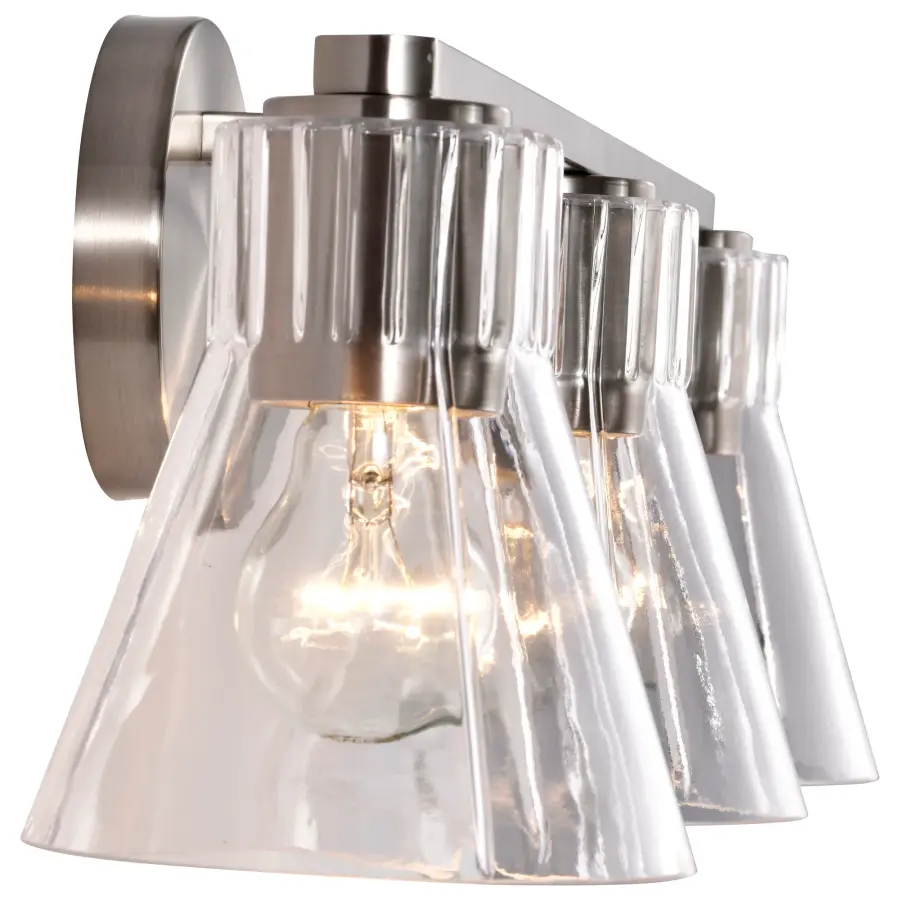 Gianna 3-Light Vanity in Brushed Nickel with Clear Glass - Image 8