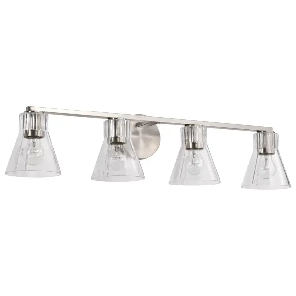 Gianna 4-Light Vanity in Brushed Nickel with Clear Glass - Image 1
