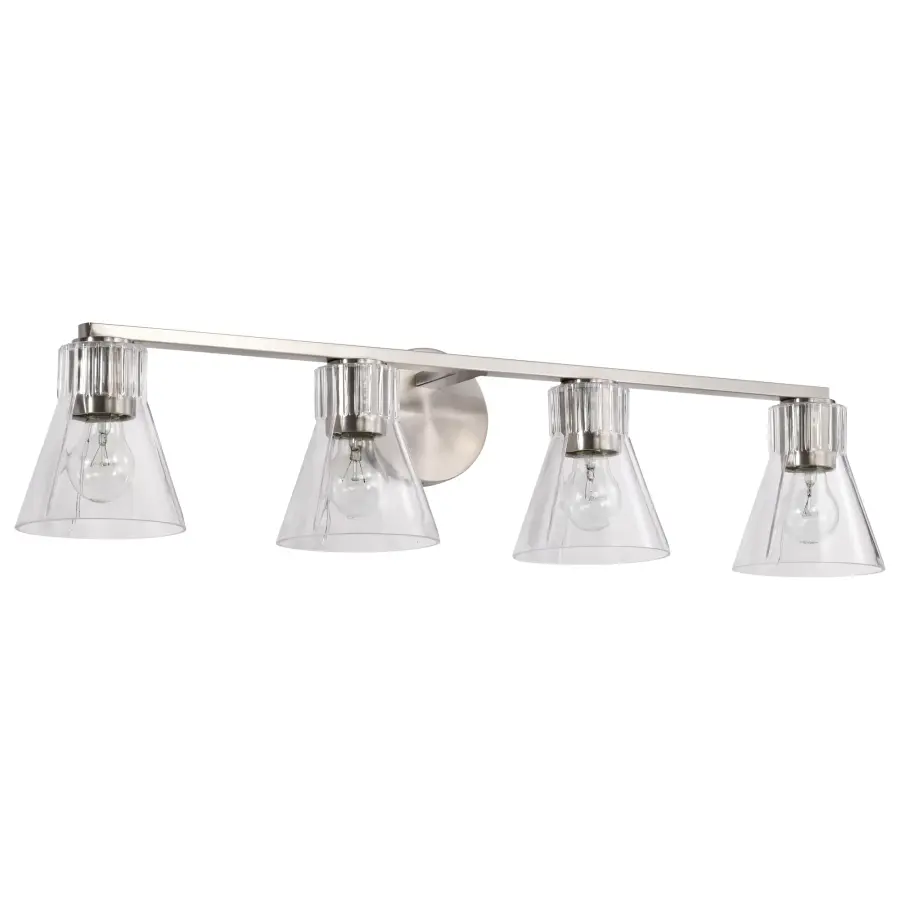 Gianna 4-Light Vanity in Brushed Nickel with Clear Glass - Image 1
