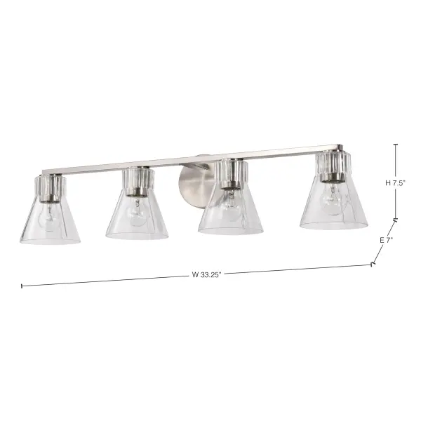 Gianna 4-Light Vanity in Brushed Nickel with Clear Glass - Image 16