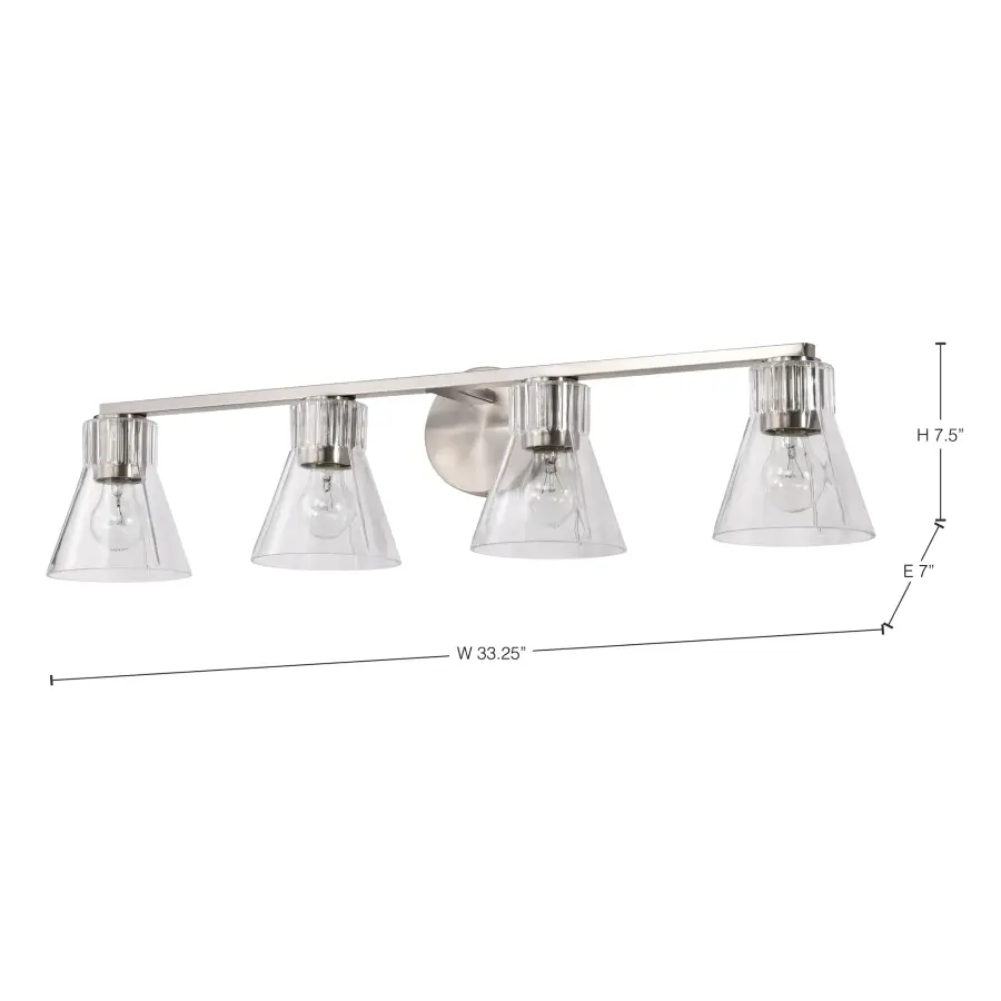 Gianna 4-Light Vanity in Brushed Nickel with Clear Glass - Image 16