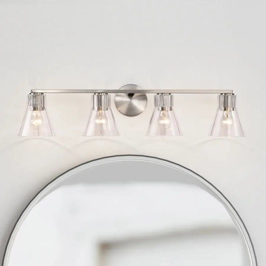 Gianna 4-Light Vanity in Brushed Nickel with Clear Glass - Image 17